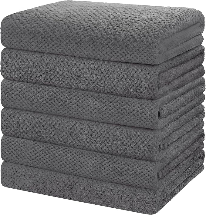 HOMEXCEL 6PK Bath Towel Set, 24x48 in, Absorbent&Quick Dry Towels for Hotel | Ultra Soft, Lightweight Towels for Bathroom, Spa and Beauty Parlor, Grey