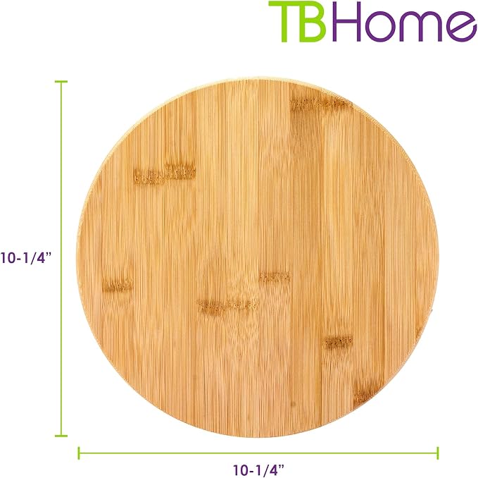 TB Home 10 Inch Bamboo Lazy Susan Turntable for Kitchen, Cabinet or Pantry | Keep spices, sauces, condiments, and seasonings within reach. Sized for kitchen cabinets, pantries, and countertops.