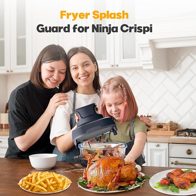 2 PCS Silicone Splatter Shield for Ninja Crispi Replacement Parts,BlackGrey | Heat-Resistant Silicone Construction, Prevents Oil Splattering,Safeguards Kitchen Surfaces,Durable Reusable Accessory