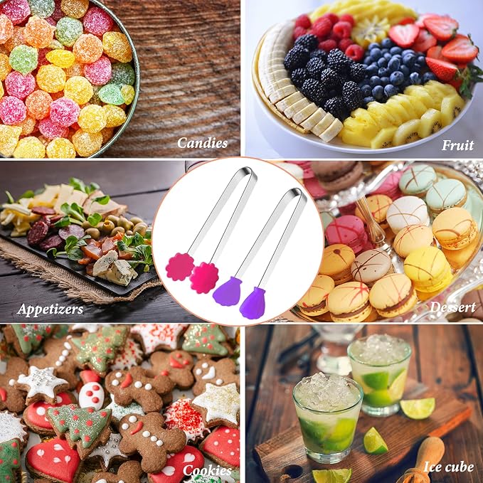 10PCS Silicone Mini Tongs, 5Inch Hand Shape Food Tongs, Colourful Small Kids Tongs for Serving Food, Ice Cube, fruits, Sugar, Barbecue by Sunenlyst (Palm flower assorted)