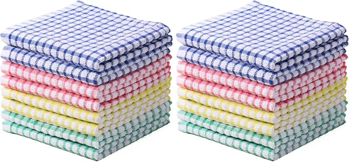 Dish Cloths for Kitchen Washing Dishes, Super Absorbent Dish Rags, Cotton Kitchen Dish Towels Pack of 16, 12x12 Inches