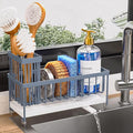 Cisily Sponge Holder for Kitchen Sink, Sink Caddy Organizer with High Brush Holder, Kitchen Countertop Organizers and Storage Essentials, Rustproof 304 Stainless Steel (Gray Blue, 9.25″)