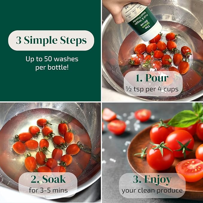 Fruit and Vegetable Wash Powder - Produce Cleaner - Removes Dirt & Residue - 4.2 oz