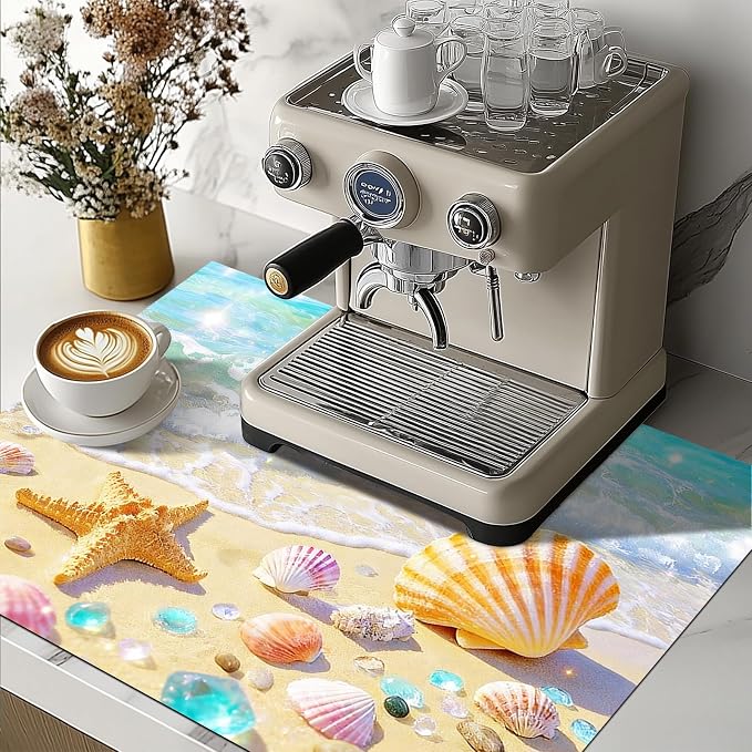 HOMETITUTE Summer Stove Top Cover 28x20 Coastal Seashell Heat Resistant Protector
