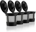 4 Black Reusable K Cups for Keurig Coffee Makers - Compatible with K-Express, K-Elite, K-Select, K-Classic, K-Mini, K-Compact