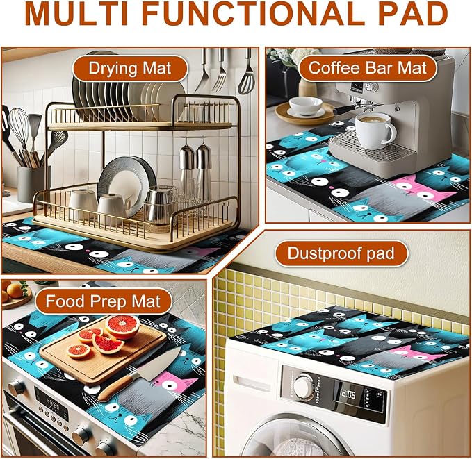 HOMETITUTE Stove Top Cover 28x20 Colorful Cat Heat Resistant Mat