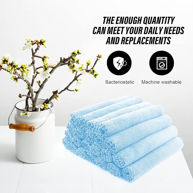 MOONQUEEN Ultra Soft Premium Washcloths Set - 12 x 12 inches - 72 Pack - Quick Drying - Highly Absorbent Coral Velvet Bathroom Wash Clothes (Aquamarine)