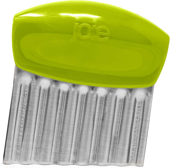 Joie Crinkle Cutter Knife, Wavy Slicer for Potatoes, Vegetables, and More | Stainless Steel Blade Great For Cutting Fries And Other Foods, BPA-Free, Colors May Vary, Receive Purple, Red, or Lime Green