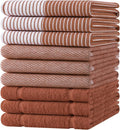 Homaxy 9 Pack Cotton Terry Premium Kitchen Towels, 18 x 28 in, Rust | Large 380 GSM Dish Towels, Highly Absorben Flat & Terry Kitchen Hand Towels, Soft Utility Tea Towel Set with Hanging Loop