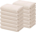 Kitinjoy 100% Cotton Waffle 12-Pack Kitchen Towels, 13" x 28", Beige | Super Soft, Ultra-Absorbent, Fast Drying, lightweight, Quick Drying Kitchen Hand Towels