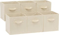 Amazon Basics Collapsible Fabric Storage Cubes Organizer with Handles, Sturdy Storage Bins for Organization, 10.5" x 10.5" x 11", Beige, 6 Count (Pack of 5)