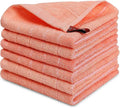 Homaxy 100% Cotton Terry Kitchen Dish Cloths, 6 Pack, Coral | Ultra Soft and Absorbent, Suitable for Drying and Washing Dishes