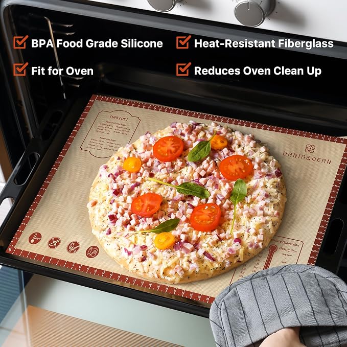 DANIA & DEAN 36"x24" Extra Thick Silicone Baking Mat for Pastry and Bread | Non-Slip & Non-Stick Mat with Measurements, for Pizza, Pie Crust, Dough Rolling, Pasta & Sourdough, Reusable Counter Sheet