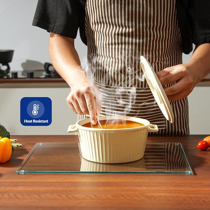 Glass Cutting Board 20”x16”: Tempered Glass Kitchen Counter Protector - Durable- Scratch-Resistant, Heat-Proof - Clear Design