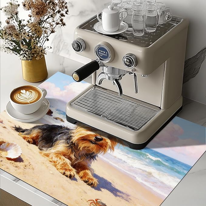 HOMETITUTE Summer Stove Top Cover 28x20 Beach Dog Oil Painting Heat Resistant