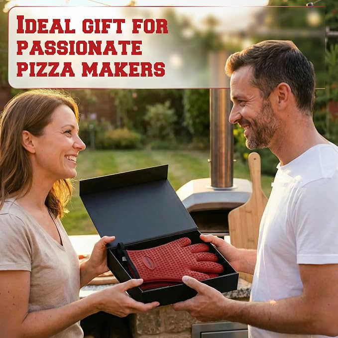 KITCHEN PERFECTION XL Silicone Pizza Oven Gloves Heat Resistant Oven Mitts | Waterproof, 5-Finger Design For A Better Grip, for Outdoor & Indoor Pizza Ovens, Compatible with Ooni, Ninja, Gozney & More