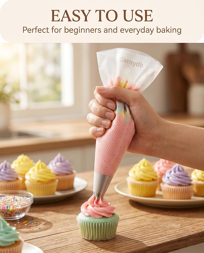 100 Pcs 16 Inch Piping Bags Disposable, Extra Large Thickened Anti-Burst Pastry Bags for Thick Icing & Macarons, Non-Slip Cake Decorating Bags for Baking - Food Grade & BPA Free