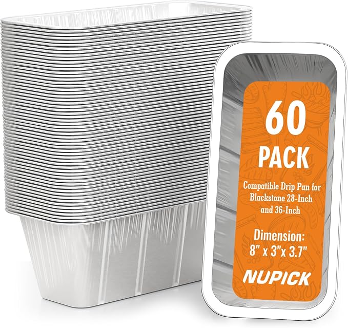 NUPICK 60 Pack Grease Cup Liners for Blackstone, Griddle Accessories for Blackstone 17"/22"/30"/28"/36" Griddle, Easy Cleaning Disposable Aluminum Grease Traps & Drip Pans for Blackstone Catcher, 5017 | Griddle Accessories for Blackstone, 5017 Disposab...