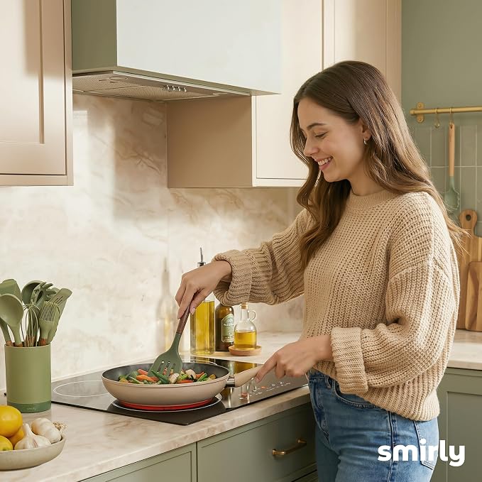 SMIRLY Silicone Kitchen Utensils Set, 22-Piece Acacia Wood Handle, Green | Cooking Utensils Set, Spatula Set with Utensils Holder, for Nonstick Cookware, for New Home & 1st Apartmen, BPA Free