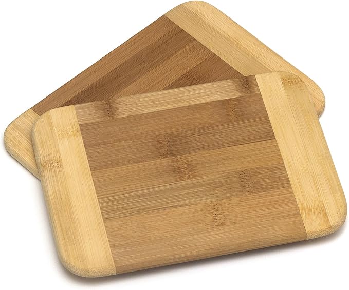 Lipper International Bamboo Wood Two-Tone Kitchen Cutting and Serving Board, Small, 8" x 6" x 5/16", Set of 12