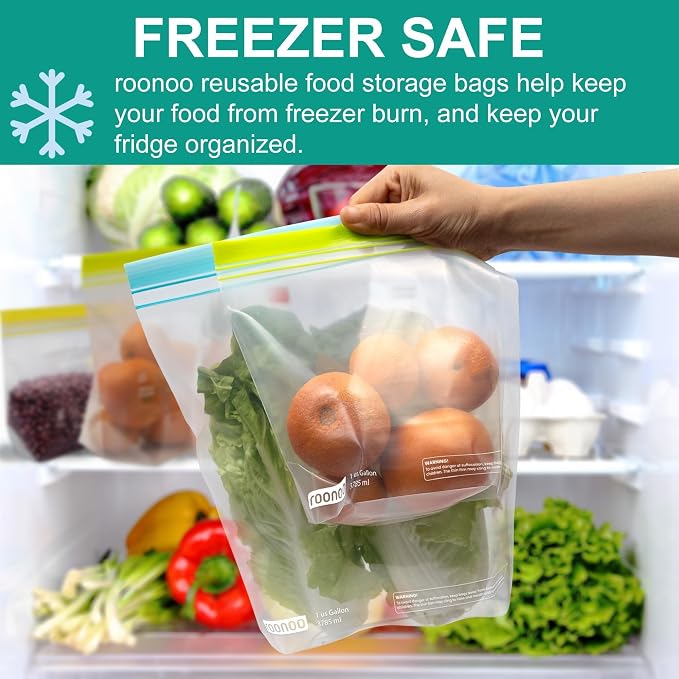 20 Pack Reusable Quart Sandwich Bags | Dishwasher Safe BPA Free Food Storage Bags, Extra Thick Leakproof Plastic Ziplock Bags for Meal Prep Fruits Sandwich Snack