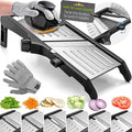 Gramercy Adjustable Mandoline Slicer for Kitchen, Potato Cutter, Vegetable Chopper, Mandolin, Cucumber Slicer- INCLUDING One Pair Cut-Resistant Gloves and Waffle Fry Cutter