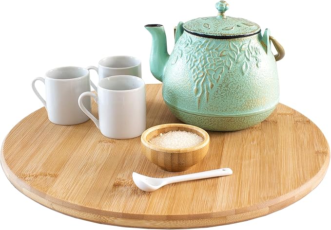 TB Home 14 Inch Bamboo Lazy Susan Turntable for Kitchen & Table Top | Keep spices, sauces, condiments, and seasonings within reach. Sized for kitchen cabinets, pantries, counters, and table tops.