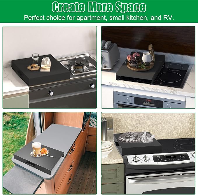 Forestchill Stove Top Cover, Heavy Duty Metal Gas Stove Cover Board with Handle, 15"L x 22"W x 3"H Noodle Board for Cooktop, Gas/Electric Stove, Expanding Kitchen Space & Easy to Clean