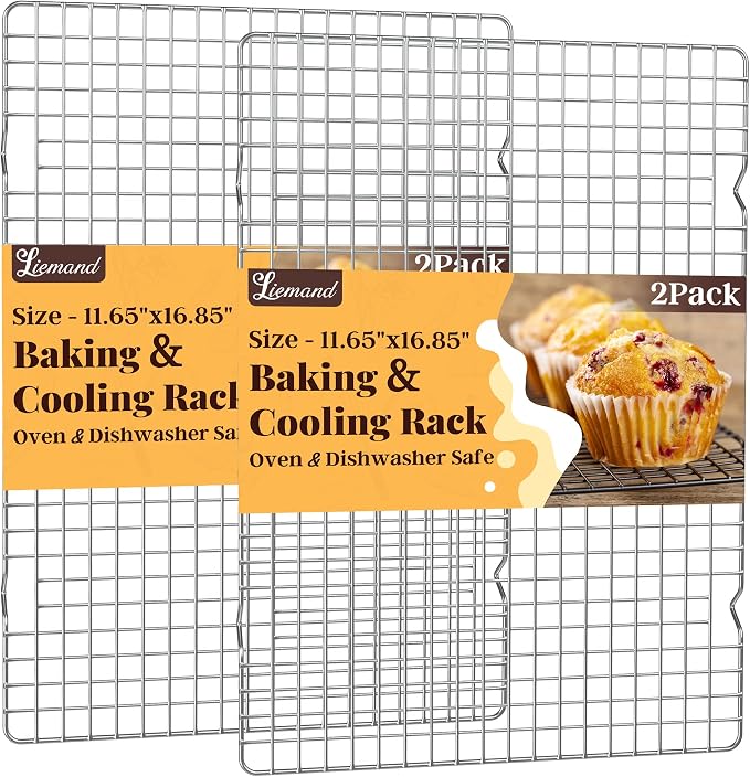 Cooling Racks for Cooking and Baking - 2 PCS 11.65" x 16.85" Grid Wire Baking Rack for Oven Cooking, Baking, Grilling, Roasting - Dishwasher Safe Bacon Rack - Fits Half Sheet Cookie Pan