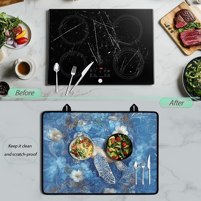 Moutain Sun Set Extra Large Silicone Stove Cover Mat 30 x 21 Inches Square Stove Cover Glass Countertop Gas Burners Protector Large Dish Drying Pad for Kitchen