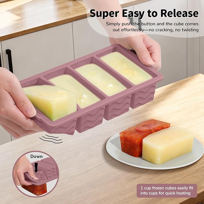 3-Pack Silicone Freezer Trays with Lid, Soup Freezer Container Molds | 2 Large 2-Cup, 4 Medium 1-Cup, 6 Small 1/2-Cup, BPA Free, Ice Cube Tray for Soup, Stews, Sauces, Meal Prep, Broth, Leftovers