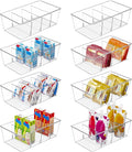 Vtopmart 8 Pack Food Storage Organizer Bins, Clear Plastic, 4 Compartments | For Pantry, Kitchen, Fridge and Cabinet Organization, Organize Food Packets, Snacks, Pouches and Spice Packets