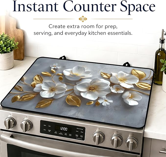 Stove Top Covers with A Non-slip Rubber Coating | protect Your Stove from Scratches, Extend Countertop Space, and Add A Classic Kitchen Touch
