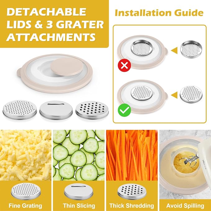 TeamFar Mixing Bowls, 3PCS Stainless Steel Serving Salad Bowls | with Lids & 3 Graters for Kitchen Mixing/Baking/Storing/Prepping, Visible & Airtight, Easy Clean - 4.5/3/1.5 QT, Multi-color