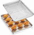 Homikit Jelly Roll Pan with Cooling Rack Set (2 Pans+2 Racks), 16" x 12" | Stainless Steel Baking Sheet Tray with Wire Grid Rack, Cookie Bacon Pan for Oven Cooking Roasting, Rust Proof & Nonstick