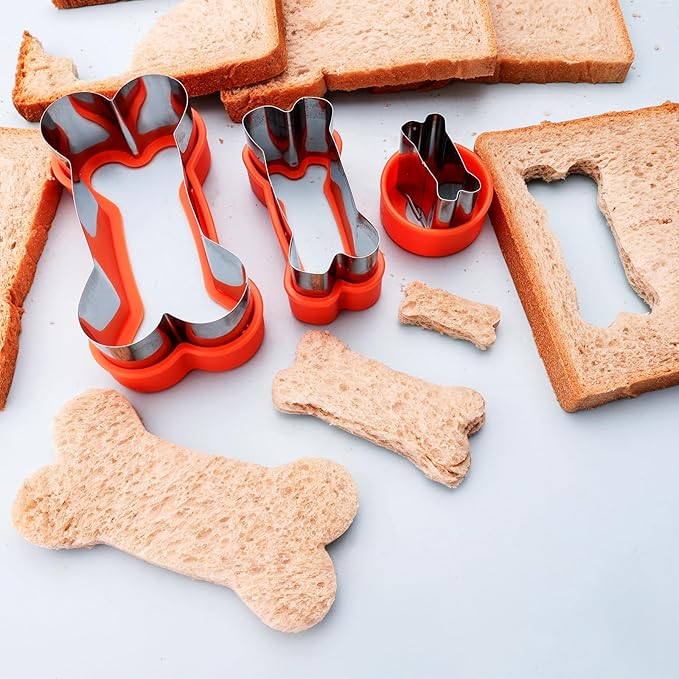 Dog Cookie Cutters Set 3 Piece -3 Different Sizes Of Dog, Bone, and Paw Print Cookie Mold Dog Bone Cutters Stainless Steel Shaped Cutters for Homemade Treats,Cakes and Cookies