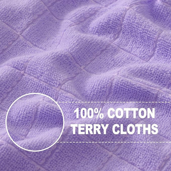 Homaxy 100% Cotton Terry Kitchen Towels, 12 Pack, Lavender | Ultra Soft and Absorbent Dish Towels for Kitchen, Suitable for Drying and Washing Dishes