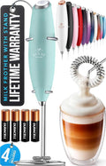 Zulay Kitchen Powerful Milk Frother Wand With Duracell Batteries - Ultra Fast Handheld Drink Mixer - Electric Whisk Foam Maker for Coffee, Lattes, Cappuccino & Matcha - Z1 Motor - Fresh Mint