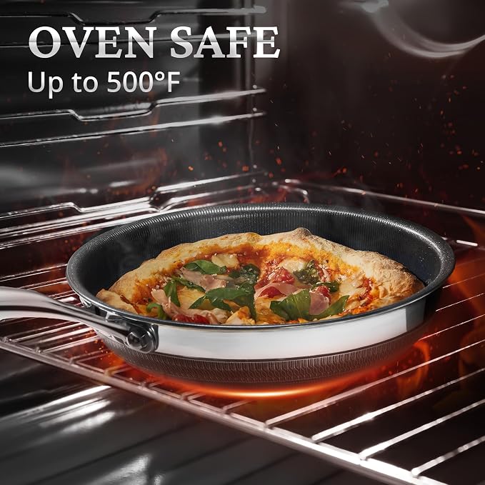 KOKHUB 12" Titanium Ceramic Nonstick Frying Pan, Tri-Ply Stainless Steel | Non-Toxic Skillet with Lid, PFAS/PFOA/PTFE Free, Dishwasher & Oven Safe, Induction Compatible