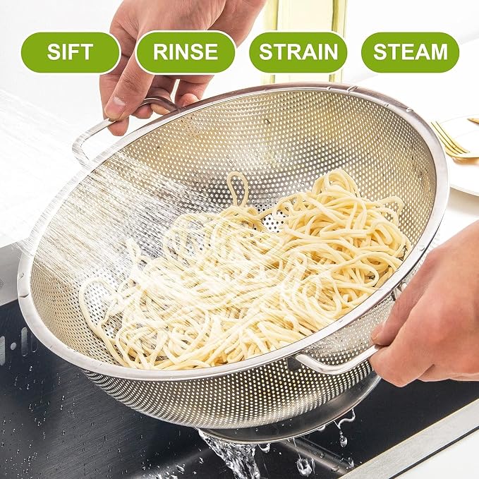 Gulex Stainless Steel Colander Set, Kitchen Strainer, Dishwasher Safe