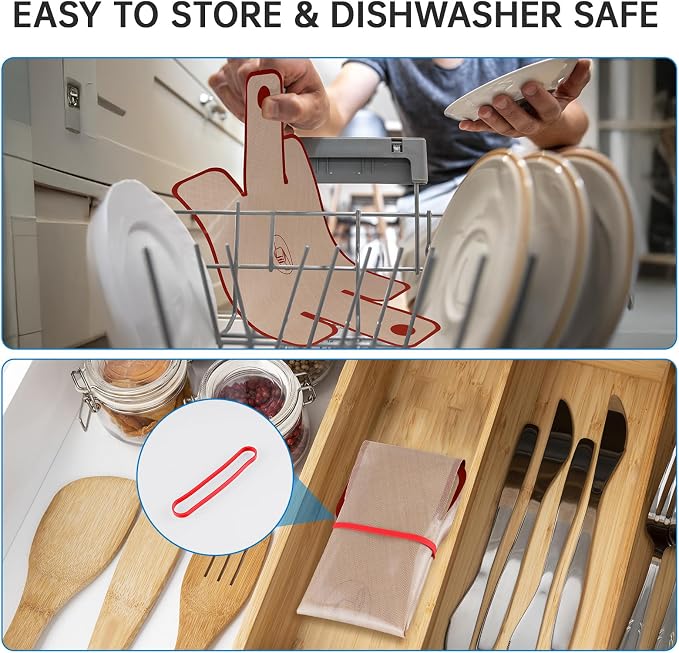 NiHome Silicone Bread Sling, Nonstick Reusable Loaf Pan Liner, Red Edges | Eco-Friendly Fits 9x5, 9.5x5, 10x5 Inch Bakeware, Dishwasher Safe, Clever Folded Corners Prevent Batter Leakage
