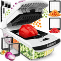 Fullstar Pro Original Vegetable Chopper Kitchen Prep Tool | 2 in 1 Veggie Slicer, Onion & Fruit Cutter with Sharp Stainless Steel Blades & Container, All-in-One Food Prep Tool (White)