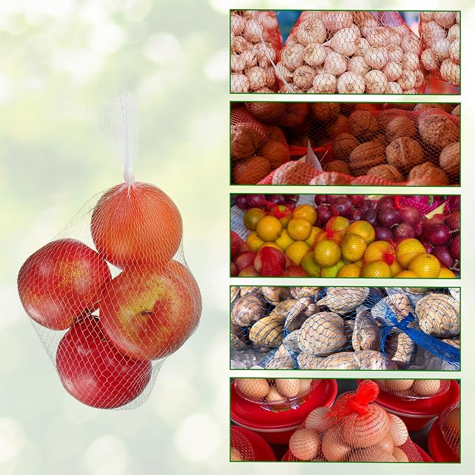 uxcell 150pcs Egg Hatching Bags, 12 Inch Mesh Nylon Netting Reusable Produce Mesh Bags Strong Stretchable Plastic Seafood Boil Bags for Fruits Vegetables Storage, White