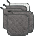 Pot Holders for Kitchen, 100% Cotton Terry Pot Holder Set of 5, Heat Resistant Hot Pads for Cooking, Baking, Hot Dishes and Countertop Protection, Mineral Gray