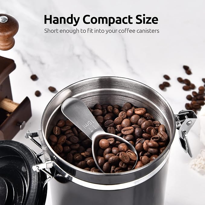 U-Taste 18/8 Stainless Steel Coffee Scoop: 1 Tbsp Scoop Measure Spoon, 2Pcs | Stainless Steel Tablespoon Measuring Spoon, Tablespoon Coffee Spoons, Short Handle Tbsp Scooper for Ground Coffee Bean Powder