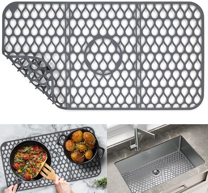 Silicone Sink Protector for Kitchen Sink – Extra Large 26" x 14" Kitchen Sink Mat for Bottom of Sink – Heat-Resistant, Dishwasher-Safe, Non-Slip Sink Grid & Accessories, Flexible Sink Cover