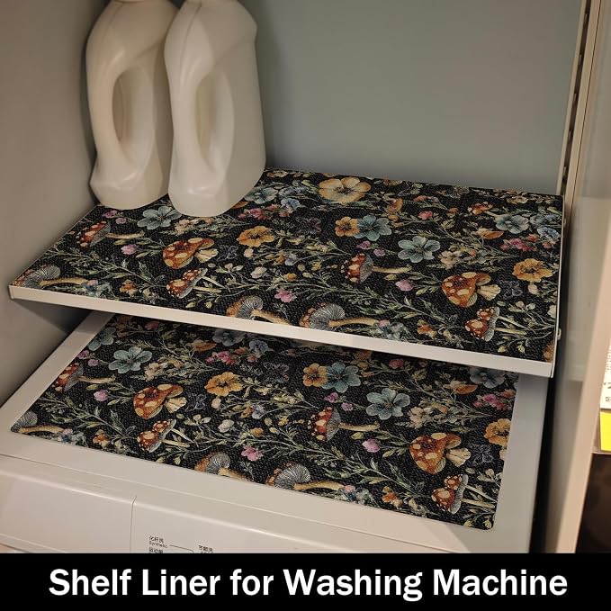 Black Mushroom Shelf Drawer Cabinet Liner for Kitchen 24IN x 10FT | Strong Non-Slip Non-Adhesive Waterproof Shelf Cabinet Drawer Liners for Dresser Table Cupboard Liners,Easy to Clean