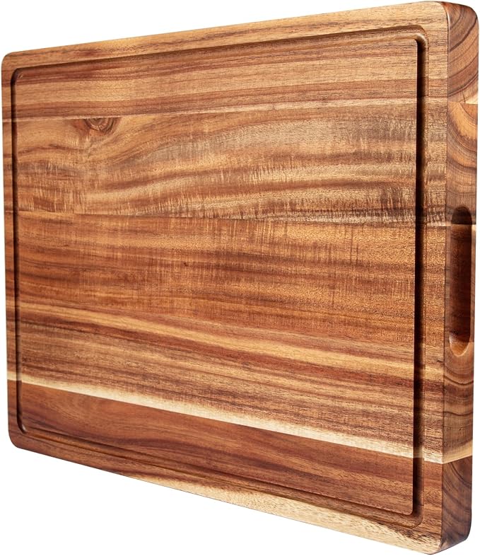 GAOMON 20 x 15 In Extra Large Acacia Wood Cutting Board, 1.5" Thick Kitchen Cutting Boards with Handle & Juice Groove, Butcher Block, Wooden Carving Board for Meat and Chopping Vegetables