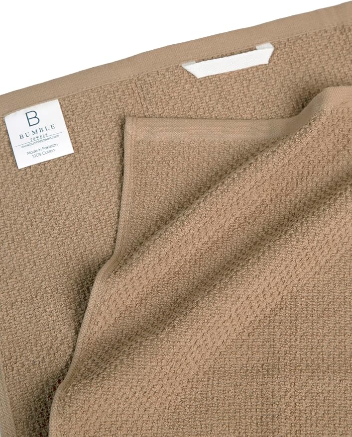 Bumble Kitchen Towels 6 Pack 100% Cotton 16"x26" - Tan | 430 GSM Soft Kitchen Hand Towels with Hanging Loop, Highly Absorbent & Durable for Washing and Drying Dishes