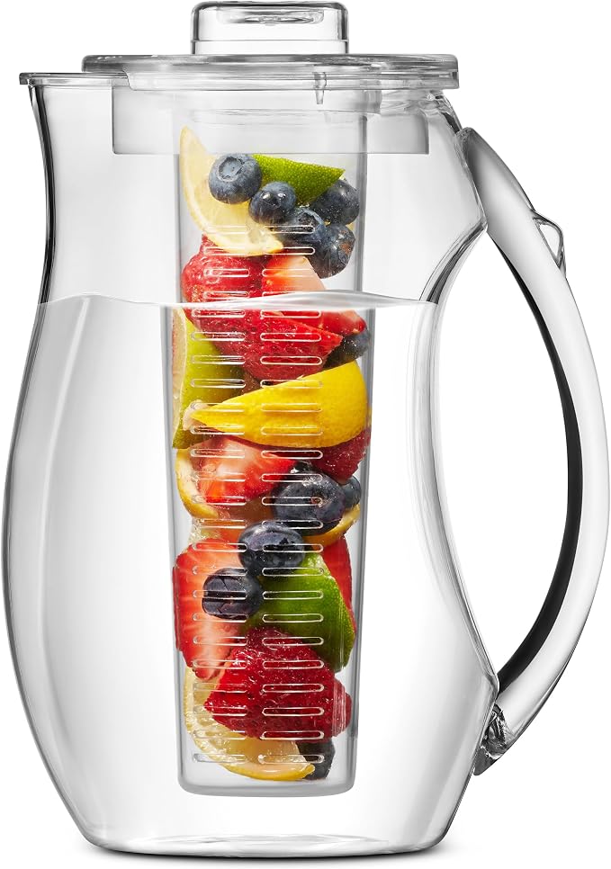 Water Infuser Pitcher By Home Essentials & Beyond – Shatterproof Acrylic – Elegant Durable Design – Ideal for Iced Tea, Fruit Infused Water and Juice (93 oz)